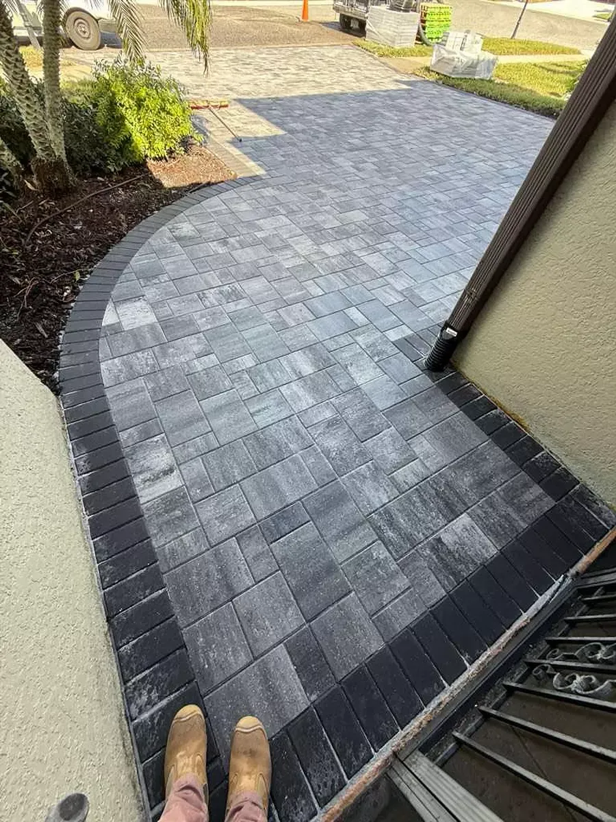 Concrete paver front entrance at a residential home in Nokomis, Florida