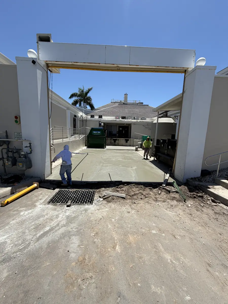 Loading bay regrade and repour work at The Oaks Club in Osprey, Florida