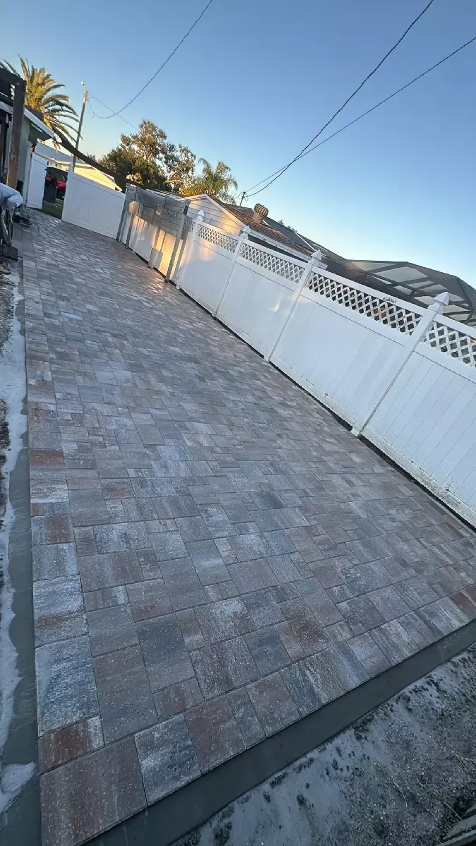 Concrete paver back patio surface at a residential home in Venice, Florida