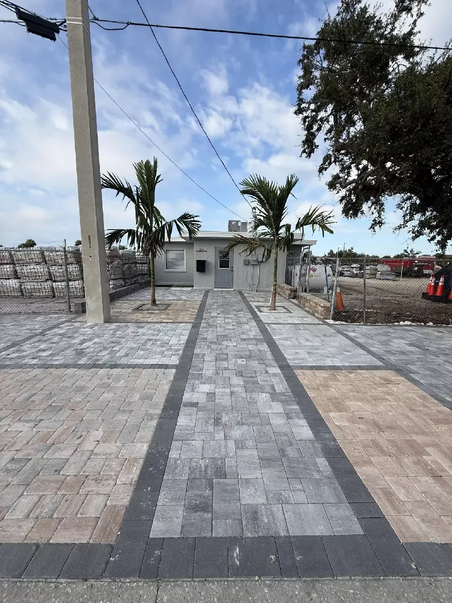 Concrete paver entrance walkway at a commercial office building in Venice, Florida
